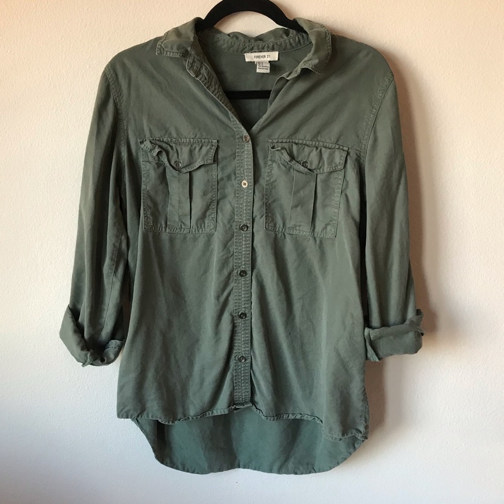 Sage green button up